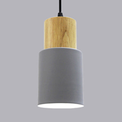 Modern Metal and Wood Hanging Lamp - 1 Light Pendant for Office Hallways