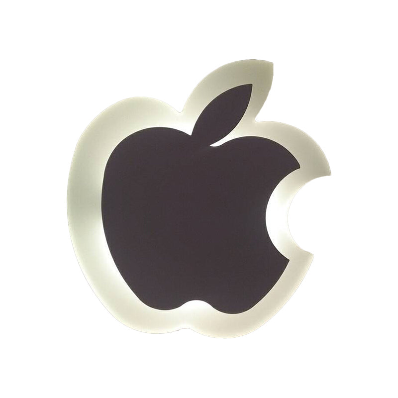 Applique murale LED à encastrer avec motif pomme/feuille/chat pour enfants – Petite applique murale en acrylique pour chambre d'enfant en blanc
