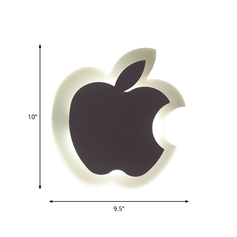 Applique murale LED à encastrer avec motif pomme/feuille/chat pour enfants – Petite applique murale en acrylique pour chambre d'enfant en blanc