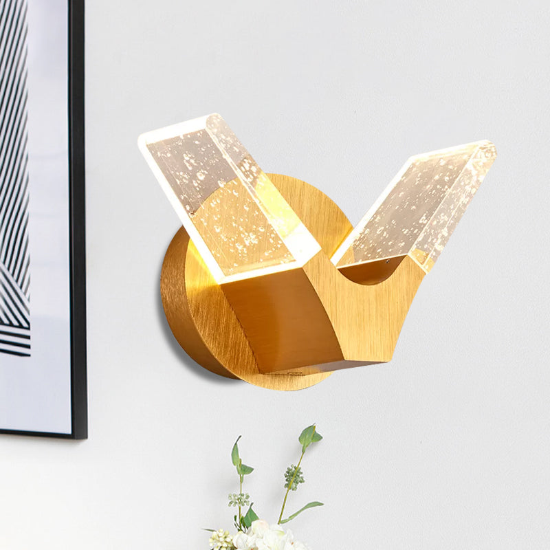 Modern Crystal LED Gold Wings Wall Light Fixture for Bedroom - Sleek Wall Mounted Lighting