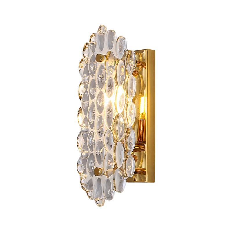 Moderne gouden wandlamp met kristallen paneelkap - Elegante gangkandelaar