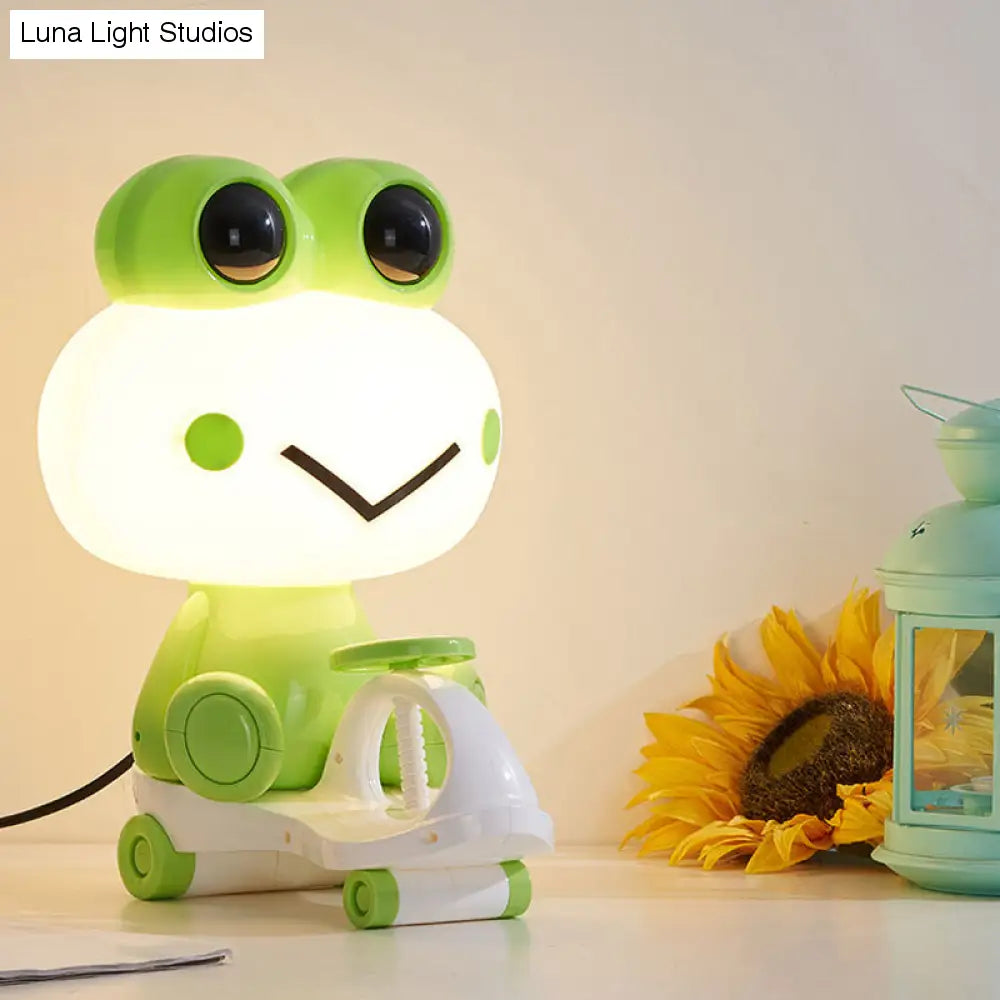 Iris - Adorable Pig/Frog/Panda Kids Bedroom Reading Book Light Plastic 1-Light Cartoon Night Table Lamp in Black/Pink/Green