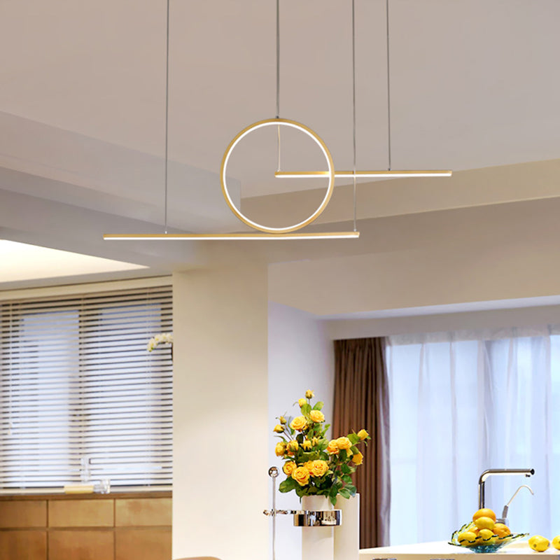 Modern Geometric LED Pendant Light in Black/Gold, Warm/White Illumination - Ideal for Kitchen, Landscape, and Island Lighting
