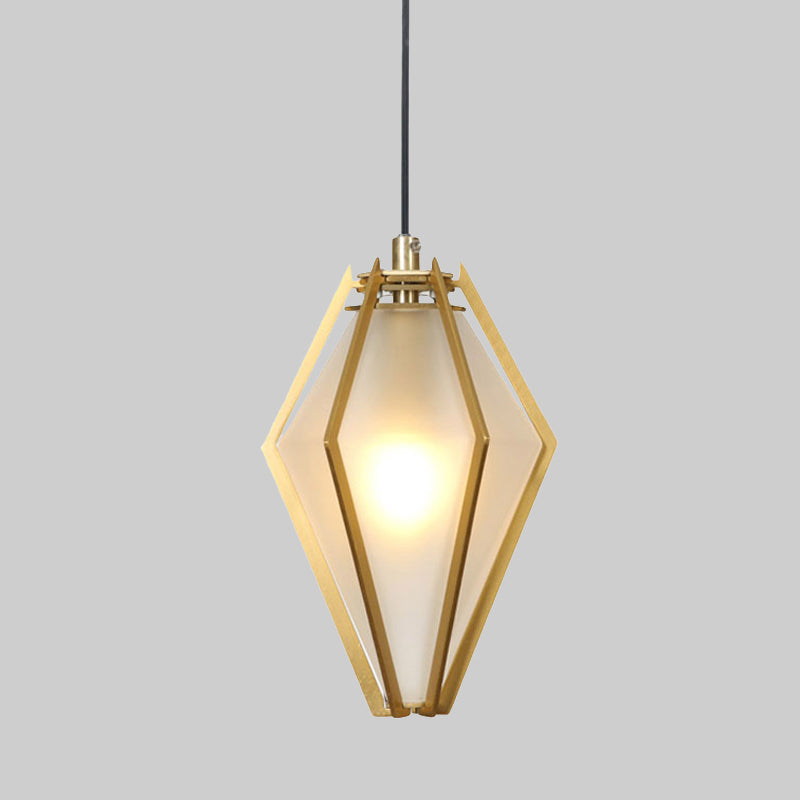 Modern Diamond Office Pendant Light, Green/White Glass, 5