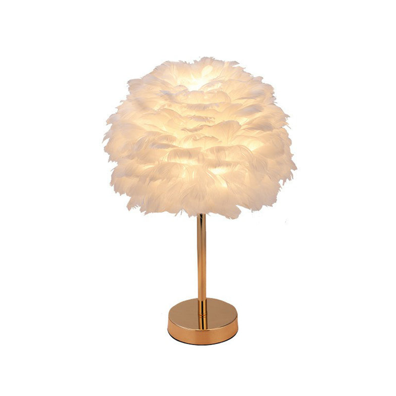 Nordic Style Feather Nightstand Lamp - 1-Light Living Room Table Light