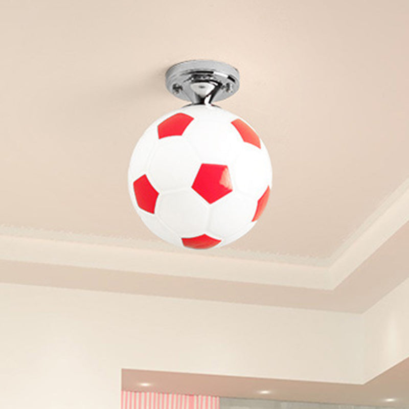 Kids' Football Ceiling Mounted Fixture - Close to Ceiling Lighting for Bedroom with Glass Style