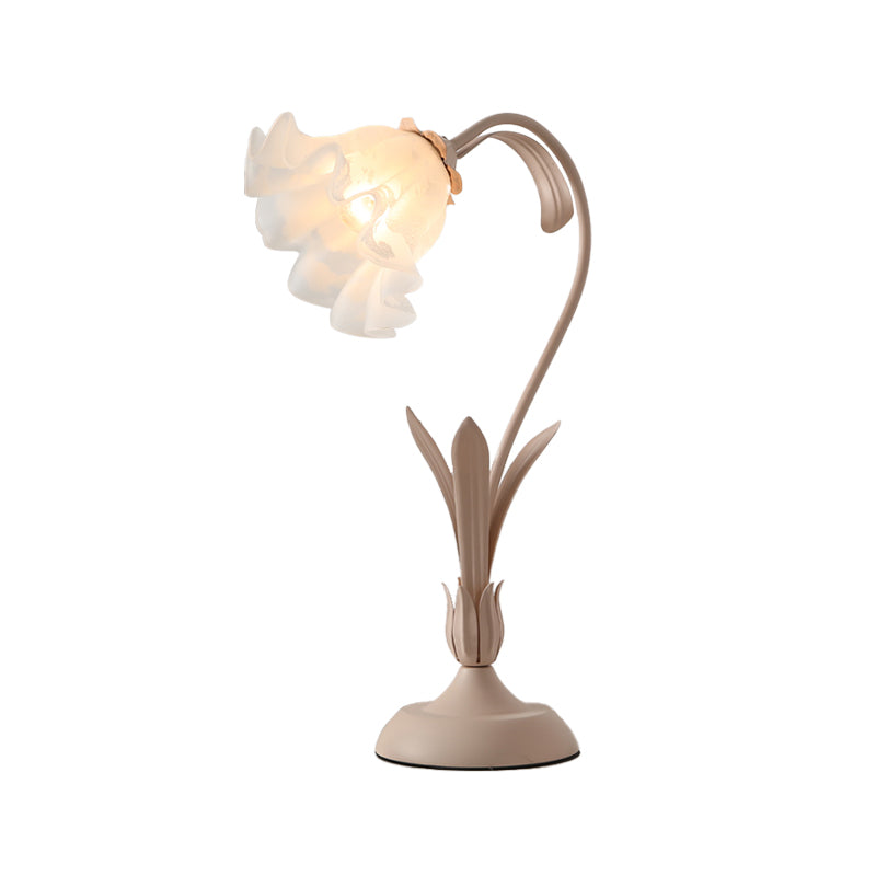 Lampe de nuit en verre dépoli Countryside – Forme de fleur, 1 lumière, lampe de table pour chambre d'enfant (rose/vert)