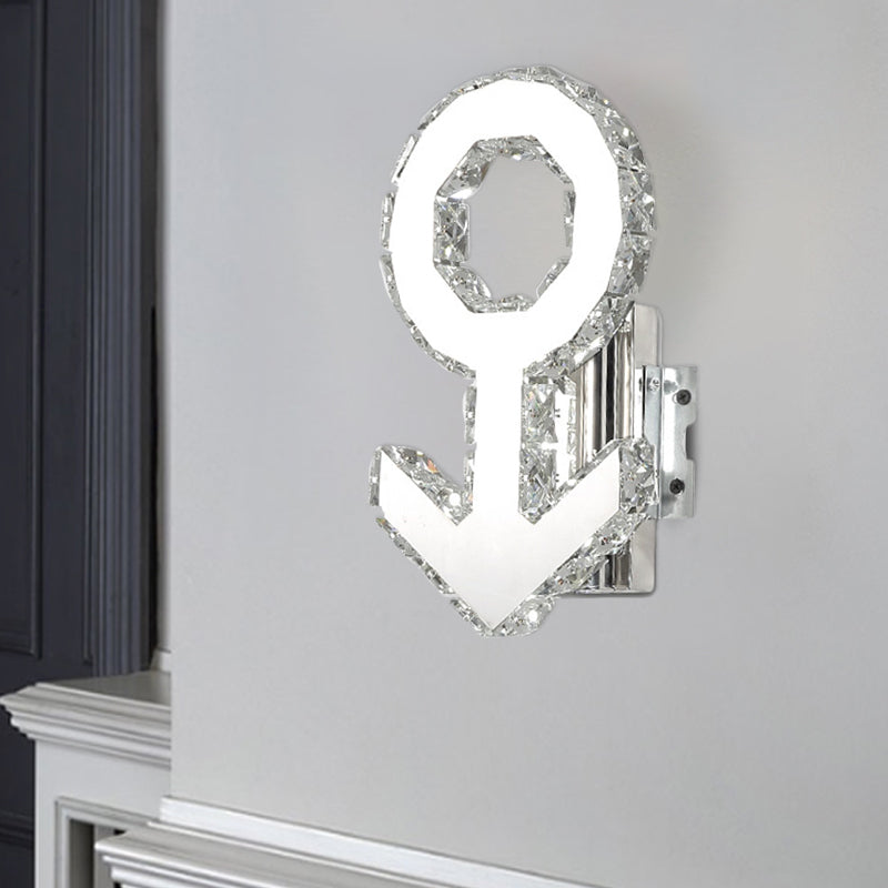 Eigentijdse wandlamp voor mannelijk bord - Kristallen blok LED-gangverlichting in roestvrij staal - Warm/wit licht