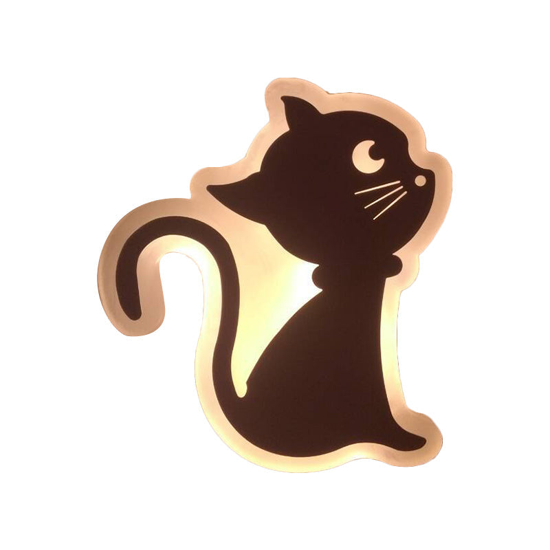 Applique murale LED à encastrer avec motif pomme/feuille/chat pour enfants – Petite applique murale en acrylique pour chambre d'enfant en blanc