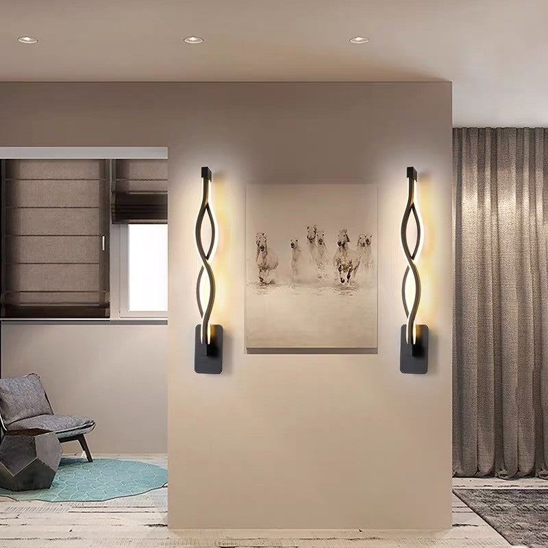 Minimalistische Line Art LED-sconce-lamp - Zwart metalen wandlamp voor gangen