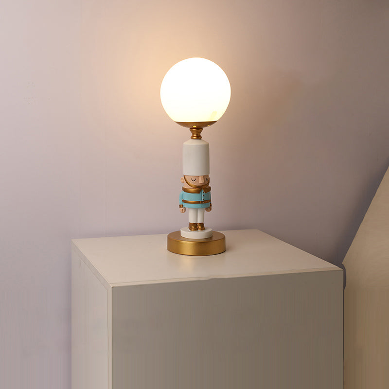 Kids Soldier Bedside Lamp: Resin Nightstand with Shade, Table Lighting (1 Bulb)