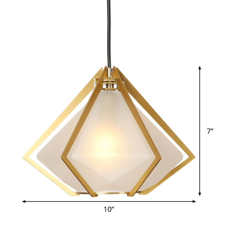 Modern Diamond Office Pendant Light, Green/White Glass, 5