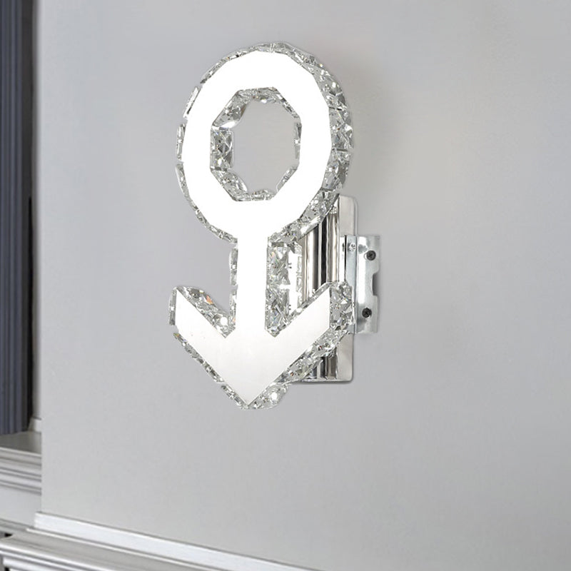 Eigentijdse wandlamp voor mannelijk bord - Kristallen blok LED-gangverlichting in roestvrij staal - Warm/wit licht