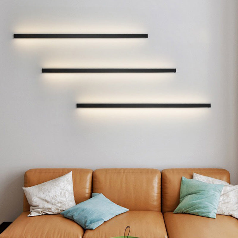 Strakke zwarte LED-wandkandelaar voor gangen - lineair inbouwontwerp