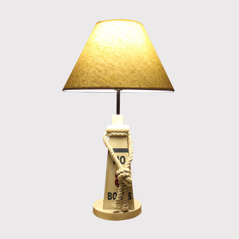 Veilleuse pour enfants à base trapézoïdale - Lampe de table en résine avec abat-jour rouge/blanc