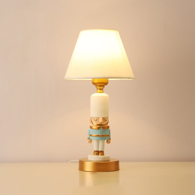 Kids Soldier Bedside Lamp: Resin Nightstand with Shade, Table Lighting (1 Bulb)