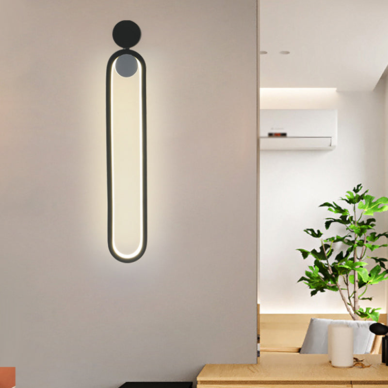 Lampada da parete a LED ellittica nera contemporanea per sala studio - Design metallico