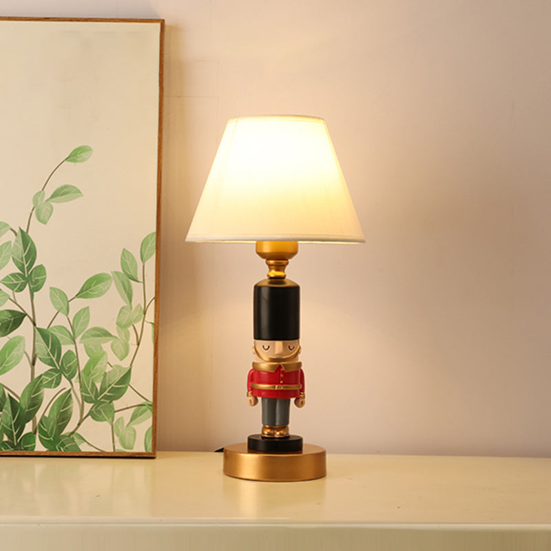 Kids Soldier Bedside Lamp: Resin Nightstand with Shade, Table Lighting (1 Bulb)