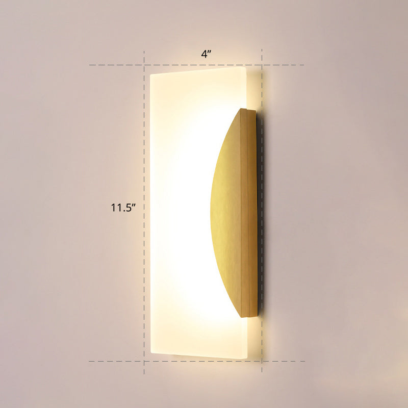 Gouden minimalistische LED-wandkandelaar voor gang - rechthoekig acrylontwerp