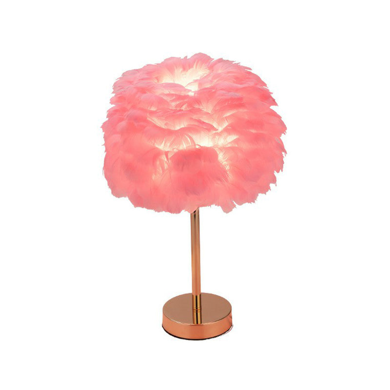 Nordic Style Feather Nightstand Lamp - 1-Light Living Room Table Light