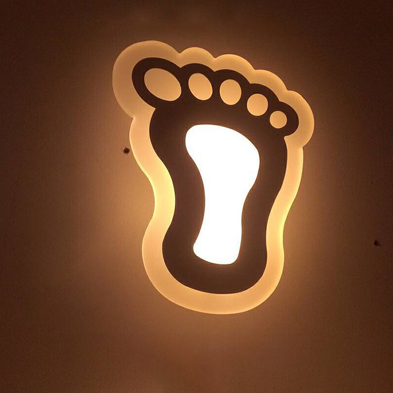 Applique murale LED à encastrer avec motif pomme/feuille/chat pour enfants – Petite applique murale en acrylique pour chambre d'enfant en blanc