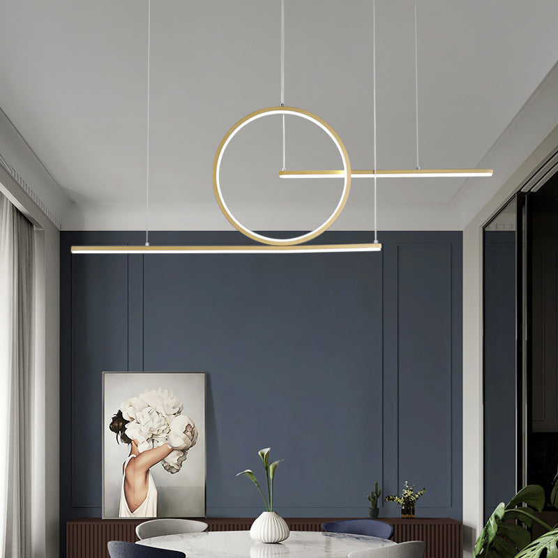 Modern Geometric LED Pendant Light in Black/Gold, Warm/White Illumination - Ideal for Kitchen, Landscape, and Island Lighting