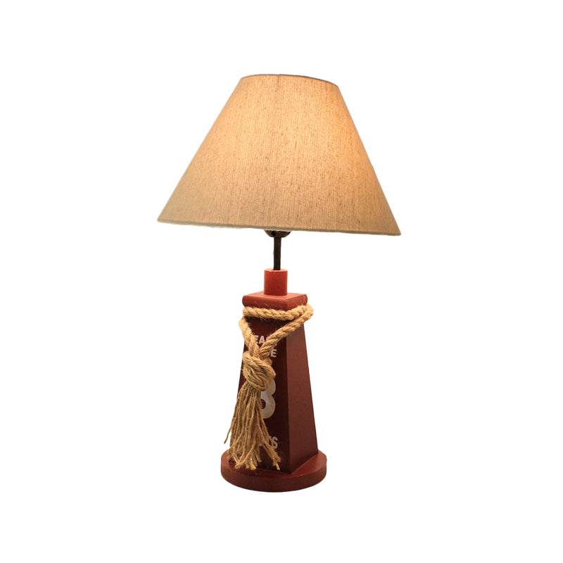 Veilleuse pour enfants à base trapézoïdale - Lampe de table en résine avec abat-jour rouge/blanc