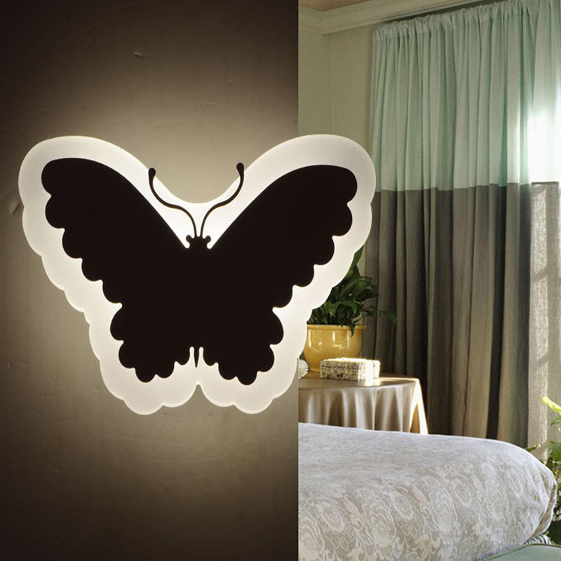 Applique murale LED à encastrer avec motif pomme/feuille/chat pour enfants – Petite applique murale en acrylique pour chambre d'enfant en blanc