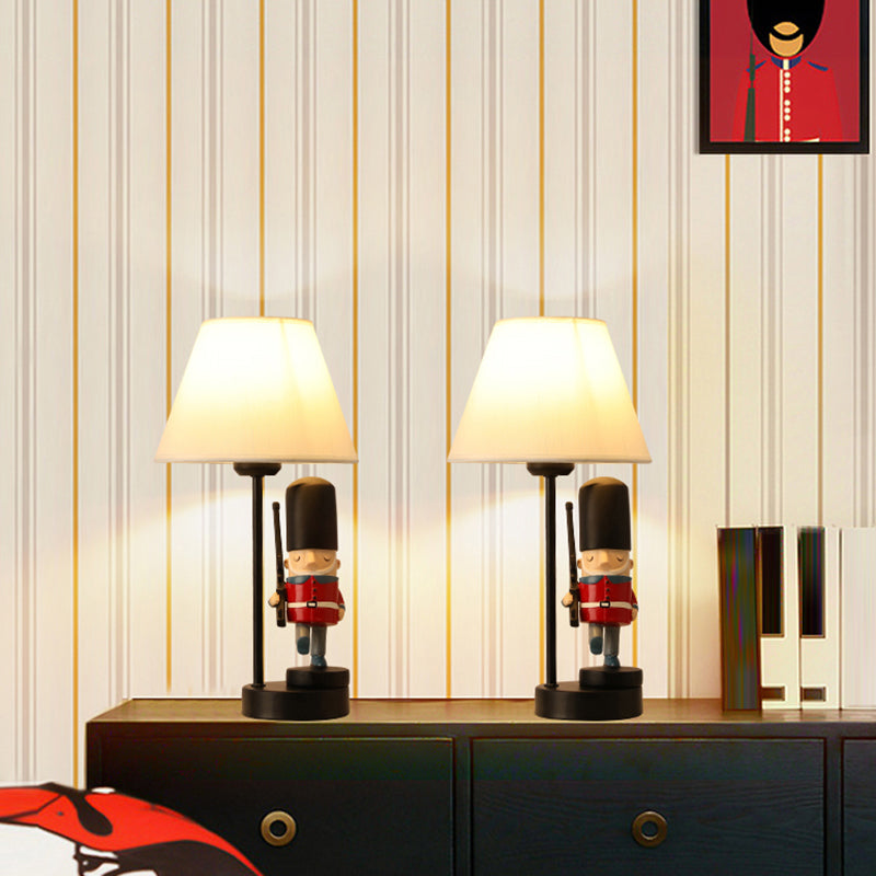 Kids Soldier Bedside Lamp: Resin Nightstand with Shade, Table Lighting (1 Bulb)