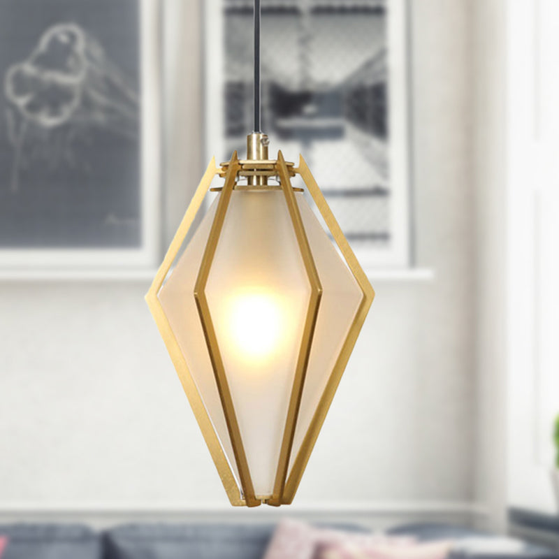 Modern Diamond Office Pendant Light, Green/White Glass, 5