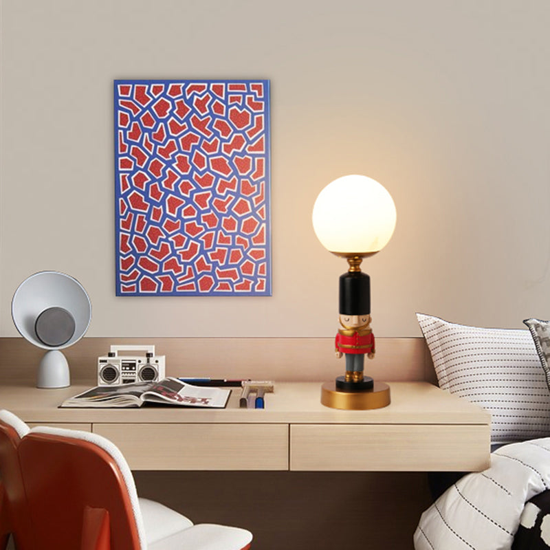 Kids Soldier Bedside Lamp: Resin Nightstand with Shade, Table Lighting (1 Bulb)