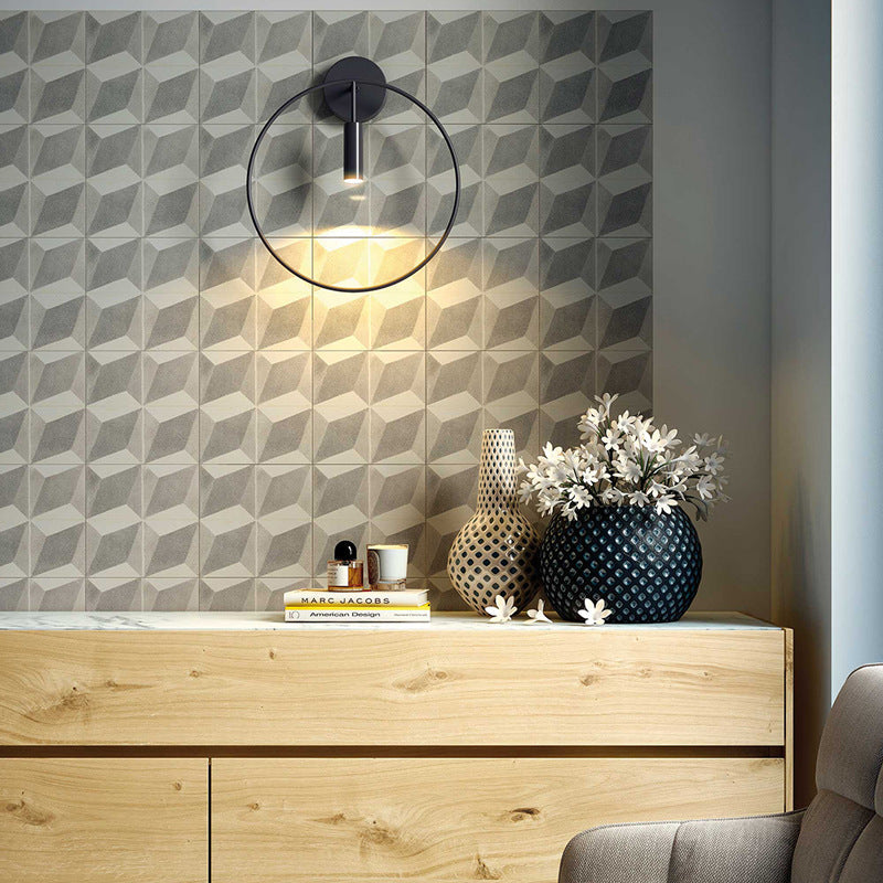 Nordic Ring Metal Sconce Light Fixture - 1 Light Wall Lamp in Black/Gold for Bedroom, 11