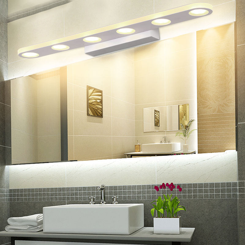 Oblong Bathroom LED Vanity Light Acrylic 4/6 Lights Simplicity Wall Mounted Mirror Lighting in Warm/White