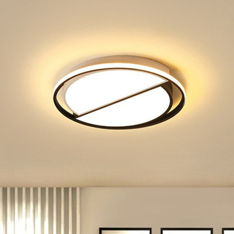 Modern Black Metal LED Ceiling Light for Study Room - Splicing Round Design