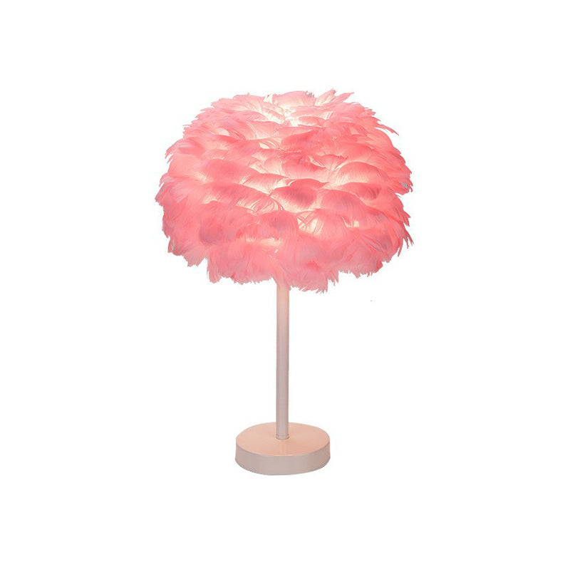 Nordic Style Feather Nightstand Lamp - 1-Light Living Room Table Light