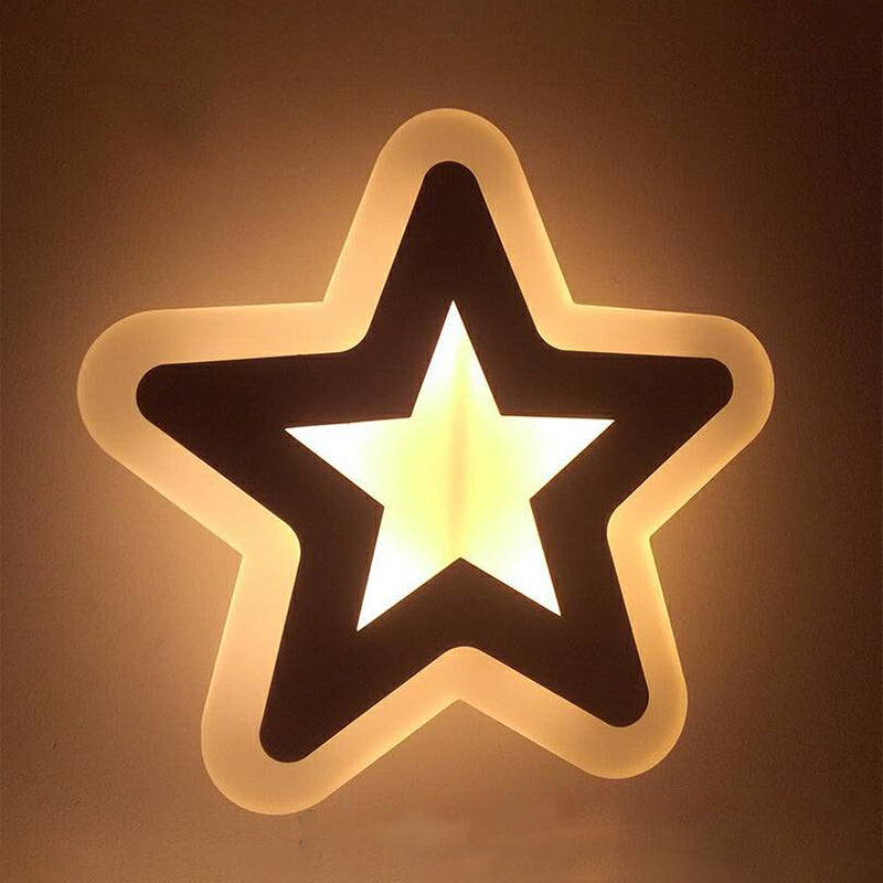 Applique murale LED à encastrer avec motif pomme/feuille/chat pour enfants – Petite applique murale en acrylique pour chambre d'enfant en blanc