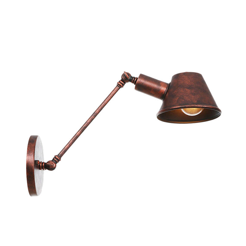 Rustic Iron Swing Arm Wall Lamp - Antique Bell Sconce Lighting Fixture for Bedroom (8