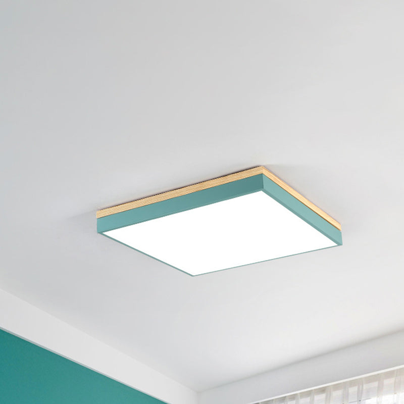 Acrylic LED Ceiling Light for Baby Room & Hallway - Macaron Loft Square Flush Lamp