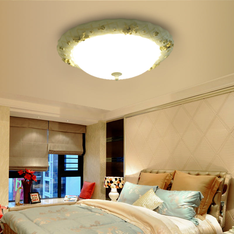 Kids Bear Flush Mount Ceiling Light for Baby Bedroom - White Fluted Glass Lamp