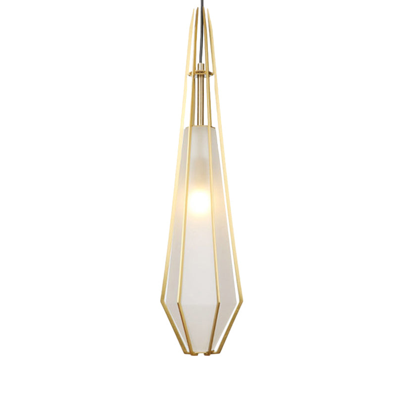 Modern Diamond Office Pendant Light, Green/White Glass, 5