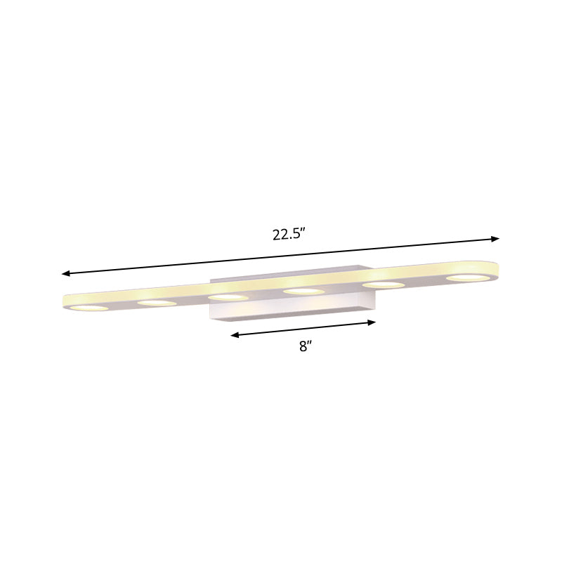 Oblong Bathroom LED Vanity Light Acrylic 4/6 Lights Simplicity Wall Mounted Mirror Lighting in Warm/White