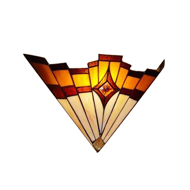 Mission Style glas-in-lood wandkandelaar: driehoekig ontwerp, binnenverlichting voor gangen