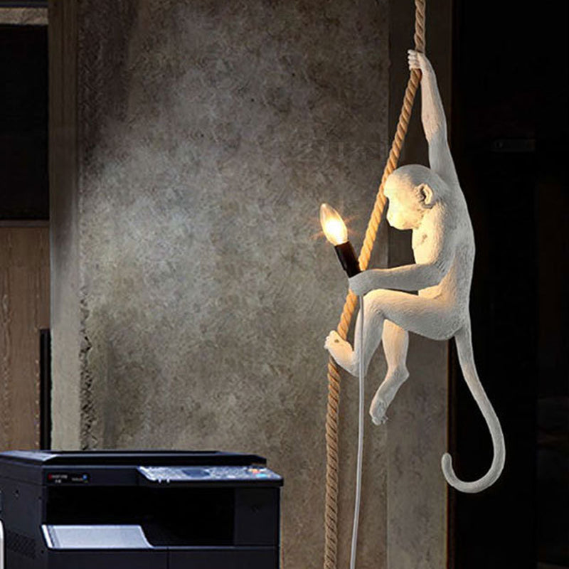 Art Deco Monkey Hanging Lamp - Resin Pendant for Kids Bedroom Lighting