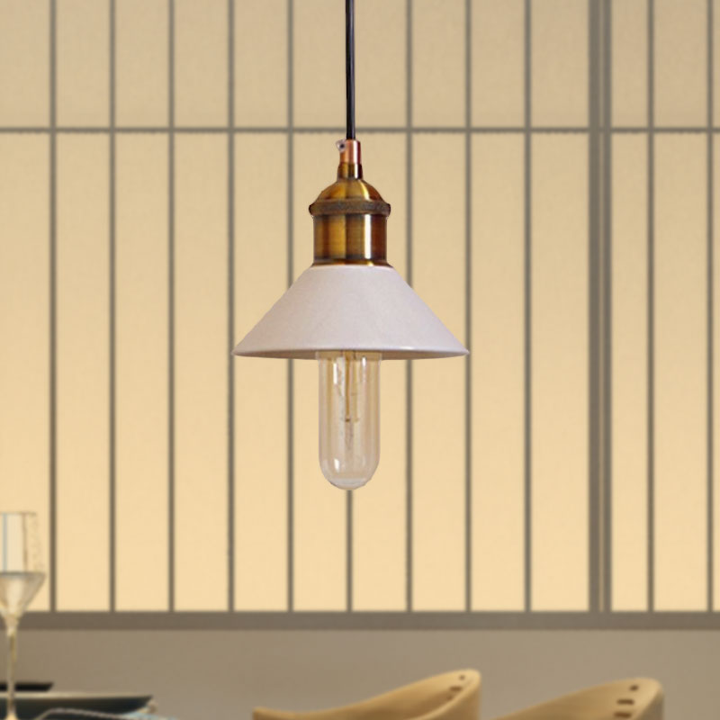 Mid Century Cone Ceramic Pendant Lamp - White