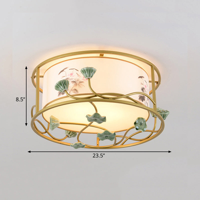 Classic White Flush Mount Bedroom Ceiling Light - 19.5