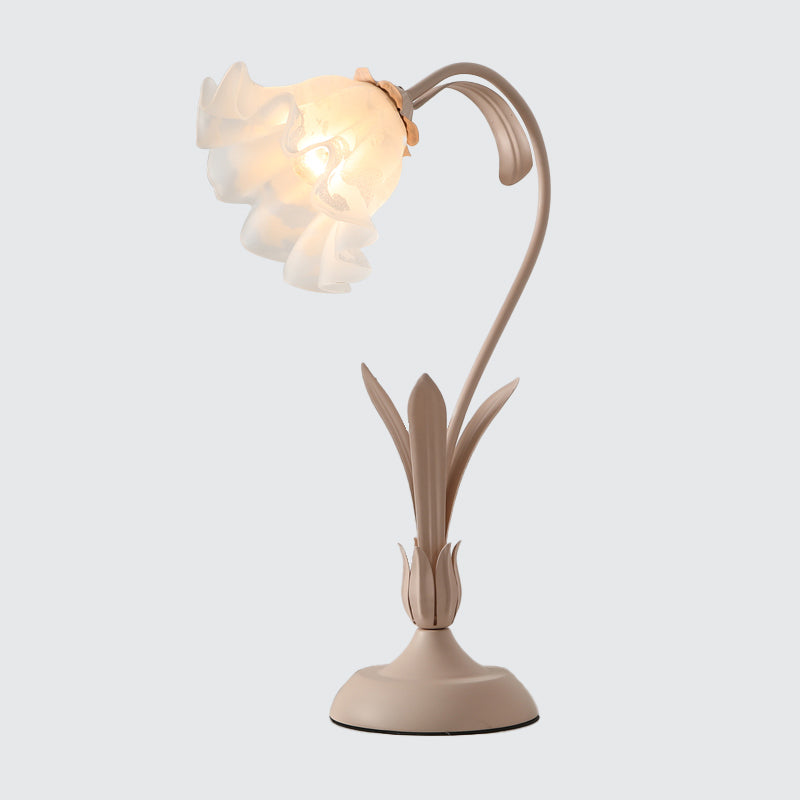 Lampe de nuit en verre dépoli Countryside – Forme de fleur, 1 lumière, lampe de table pour chambre d'enfant (rose/vert)