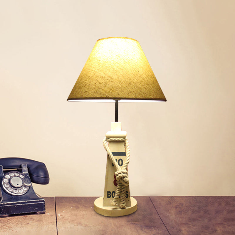 Veilleuse pour enfants à base trapézoïdale - Lampe de table en résine avec abat-jour rouge/blanc