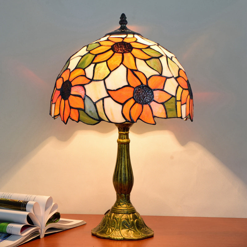 Decorative Stained Glass Dome Shade Table Lamp for Living Room - Nightstand Light
