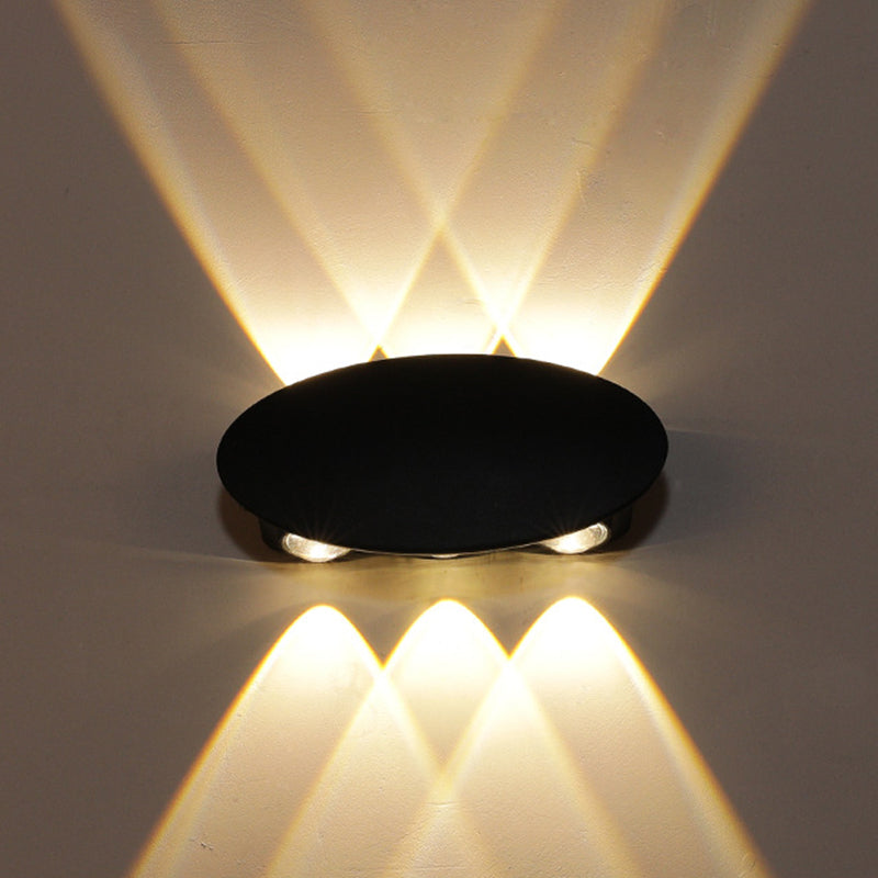 Nordic Metallic Mini Wandlamp - Ellips/Curve/Honingraat Design - 4/6-Lamp LED Wall Washer Sconce in Zwart voor Gangen