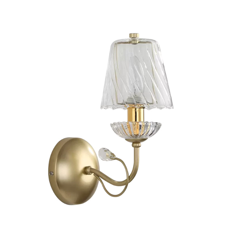Modern Glass Conical Sconce: Gold Wall Mounted Lamp for Great Rooms